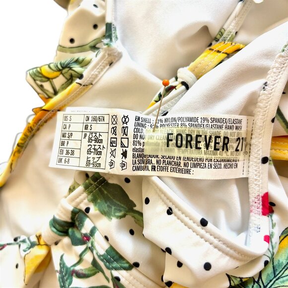 Forever 21 Sz S Vintage Y2K Deep-V Floral Ruffle One Piece Bathing Suit - Picture 9 of 9